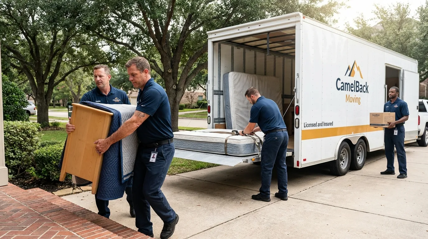 Crew loading residential truck for cross-state move from Broken Arrow, OK